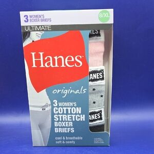 Hanes Women's Cotton Stretch Boxer Briefs - Pink, Gray, Black Size 8 XL